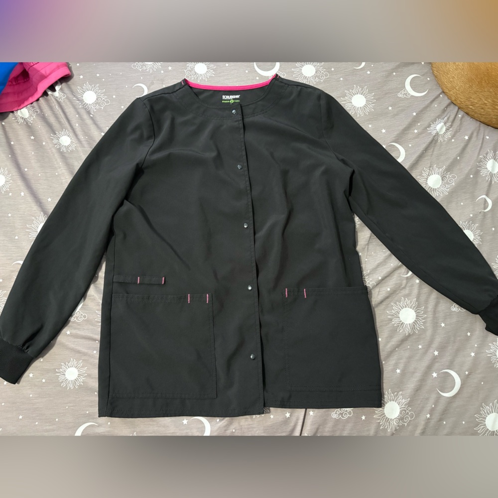 Scrubstar Black Shirt Jacket with Pink Details